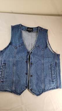 Vintage Sports Gallery Blue Denim Biker Vest XL